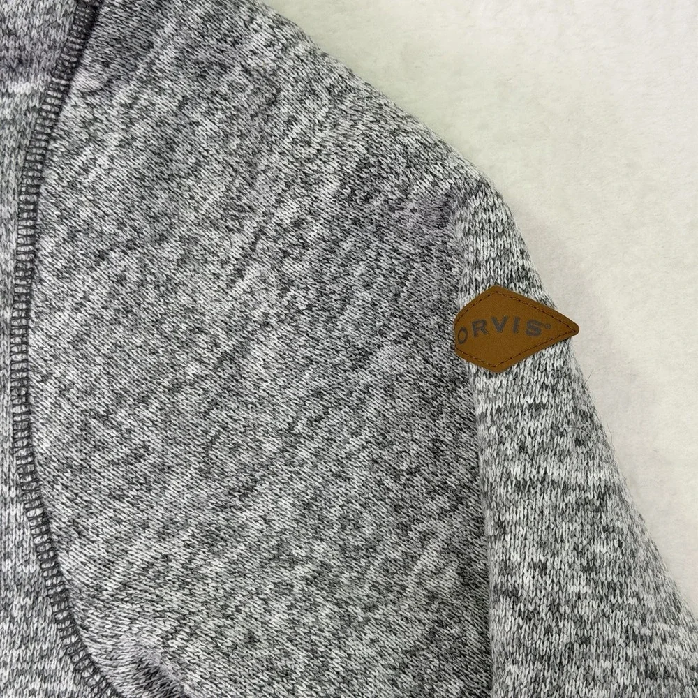 Orvis Sweater‎ Mens XXL Gray 1/4 Zip Mock Neck Sherpa Lined Knit Pullover